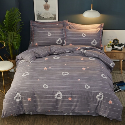 雲归梦 2019新款多规格全棉加厚生态磨毛四件套 星辰点点-灰