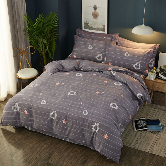 91家纺网 家纺一手货源 找家纺 雲归梦 2019新款多规格全棉加厚生态磨毛四件套 星辰点点-灰