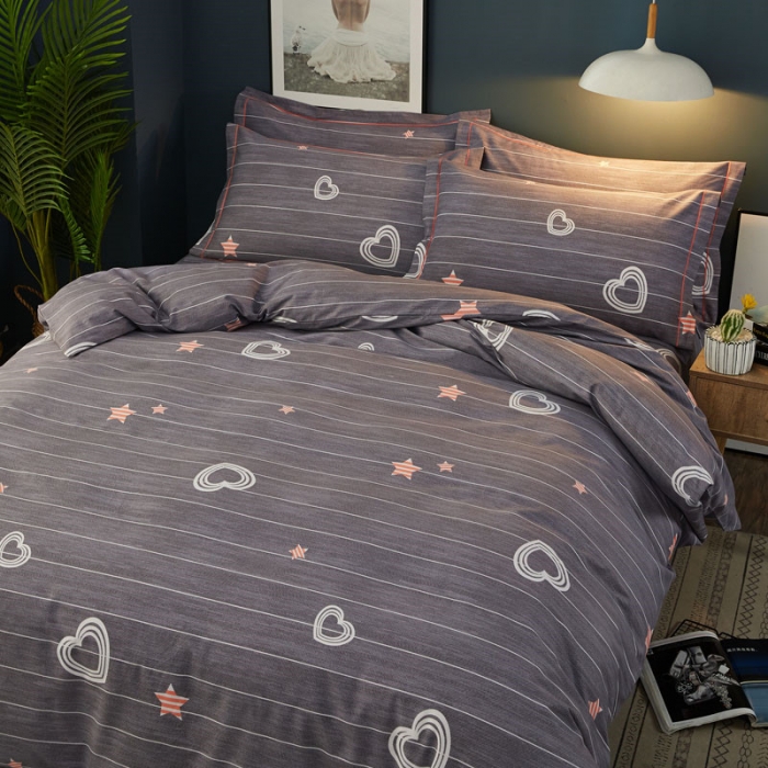 91家纺网 家纺一手货源 找家纺 雲归梦 2019新款多规格全棉加厚生态磨毛四件套 星辰点点-灰