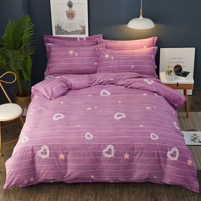 91家纺网 家纺一手货源 找家纺 雲归梦 2019新款多规格全棉加厚生态磨毛四件套星晨点点-紫