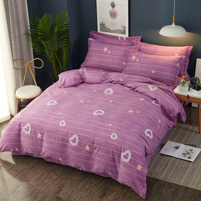 91家纺网 家纺一手货源 找家纺 雲归梦 2019新款多规格全棉加厚生态磨毛四件套星晨点点-紫