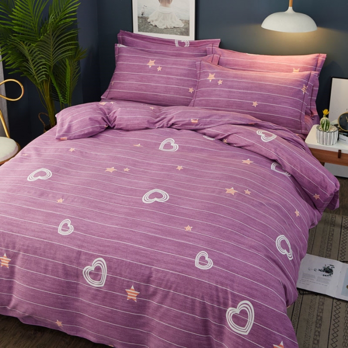 91家纺网 家纺一手货源 找家纺 雲归梦 2019新款多规格全棉加厚生态磨毛四件套星晨点点-紫