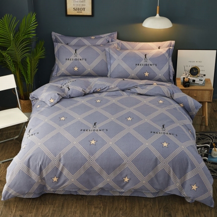 雲归梦 2019新款多规格全棉加厚生态磨毛四件套 星语星愿-灰