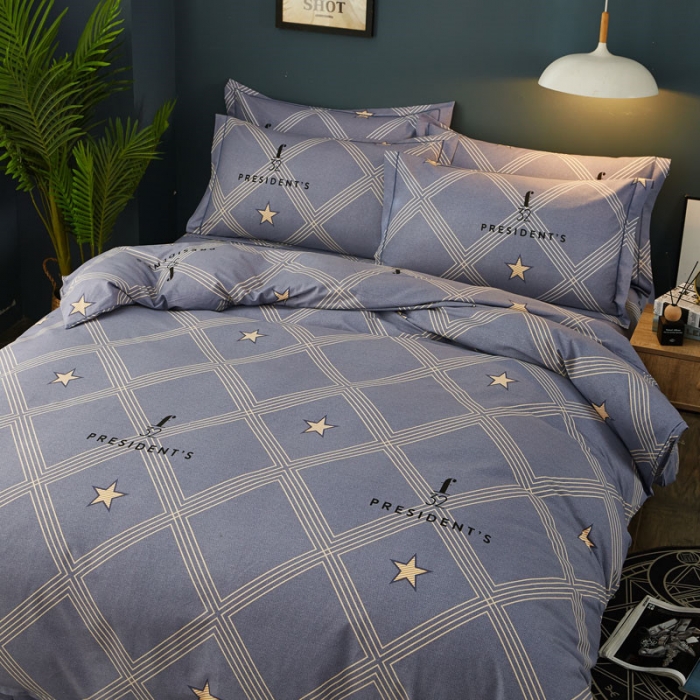 91家纺网 家纺一手货源 找家纺 雲归梦 2019新款多规格全棉加厚生态磨毛四件套 星语星愿-灰