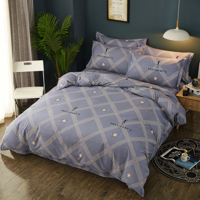 91家纺网 家纺一手货源 找家纺 雲归梦 2019新款多规格全棉加厚生态磨毛四件套 星语星愿-灰