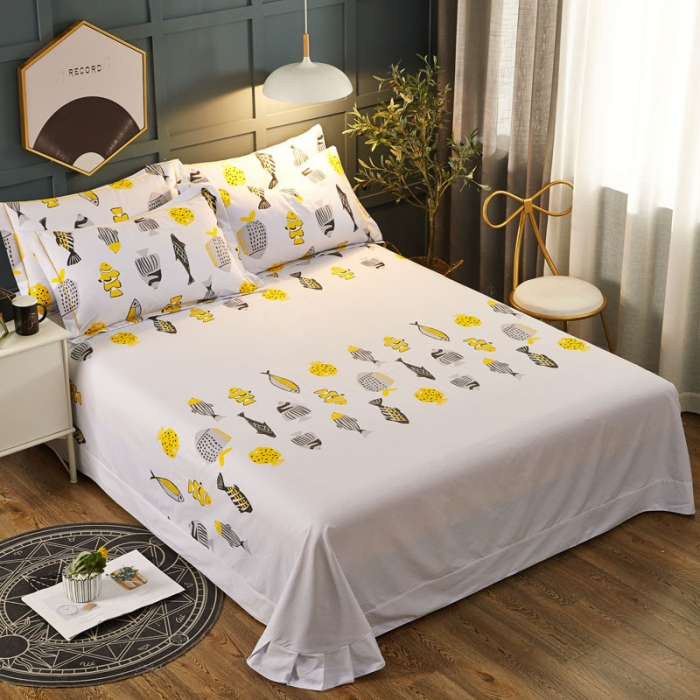 91家纺网 家纺一手货源 找家纺 雲归梦 2019新款多规格全棉加厚生态磨毛四件套 鱼儿多多