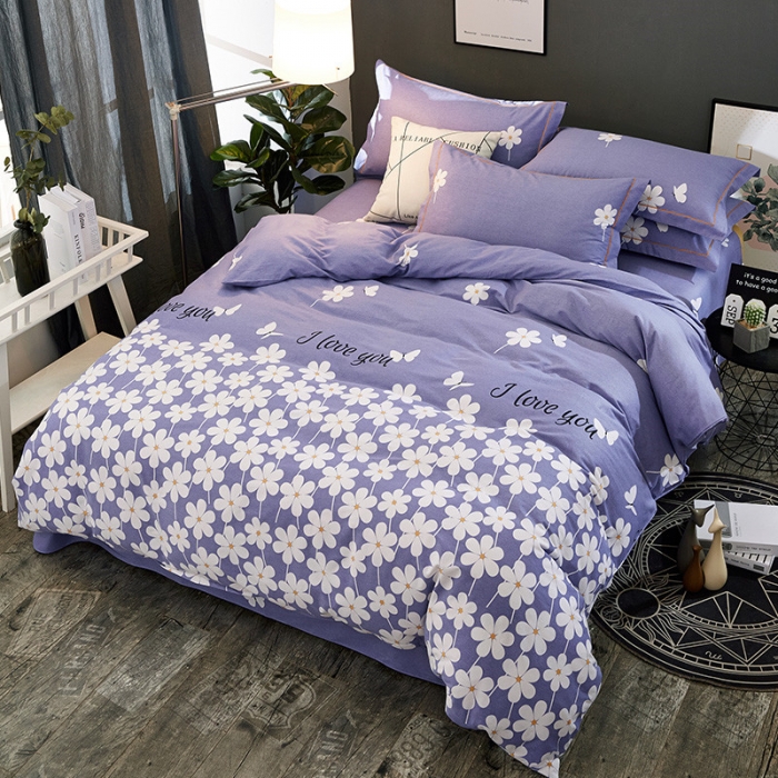 91家纺网 家纺一手货源 找家纺 雲归梦 2019新款多规格全棉加厚生态磨毛四件套 紫荆私语