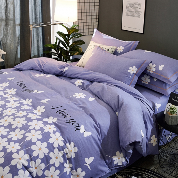 91家纺网 家纺一手货源 找家纺 雲归梦 2019新款多规格全棉加厚生态磨毛四件套 紫荆私语