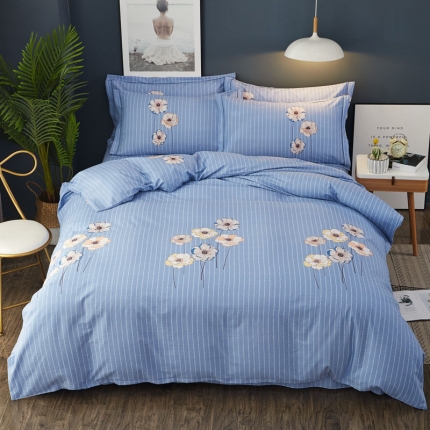 91家纺网 家纺一手货源 找家纺 雲归梦 2019新款多规格全棉加厚生态磨毛四件套 花半里