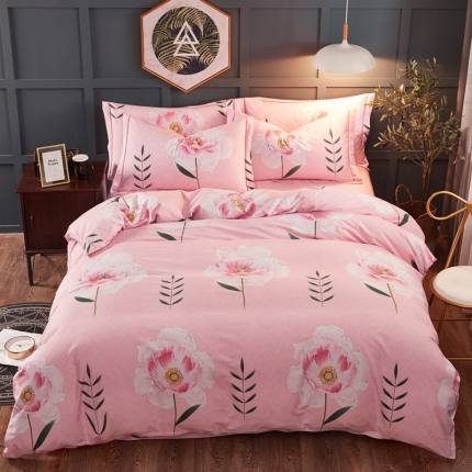 91家纺网 家纺一手货源 找家纺 雲归梦 2019新款多规格全棉加厚生态磨毛四件套 花梦传奇-粉