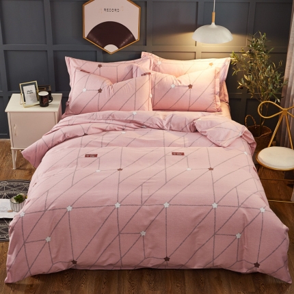 91家纺网 家纺一手货源 找家纺 雲归梦 2019新款多规格全棉加厚生态磨毛四件套 西子恋人-粉