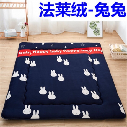 铂优家纺 加厚印花法莱绒可折叠学生宿舍床垫床褥被褥子兔兔