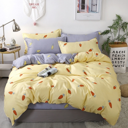 91家纺网 家纺一手货源 找家纺 维娜斯家纺 2022新款芦荟棉四件套可爱萝卜