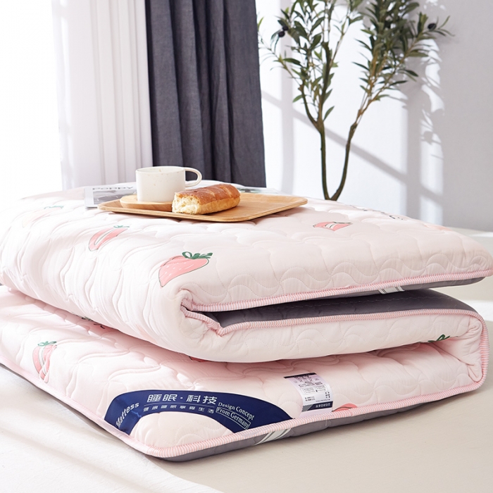 91家纺网 家纺一手货源 找家纺 寐珂家纺 新款6cm厚水洗棉床垫 甜心草莓