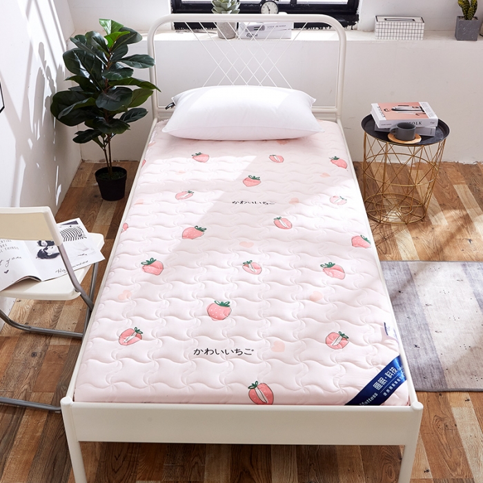 91家纺网 家纺一手货源 找家纺 寐珂家纺 新款6cm厚水洗棉床垫 甜心草莓