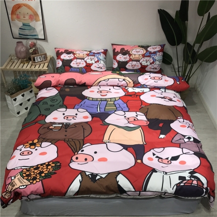 91家纺网 家纺一手货源 找家纺 芊芷萱家纺 2019新款水洗真丝四件套 很多猪