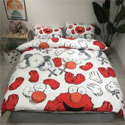 91家纺网 家纺一手货源 找家纺 芊芷萱家纺 2019新款卡通芝麻街水洗真丝四件套