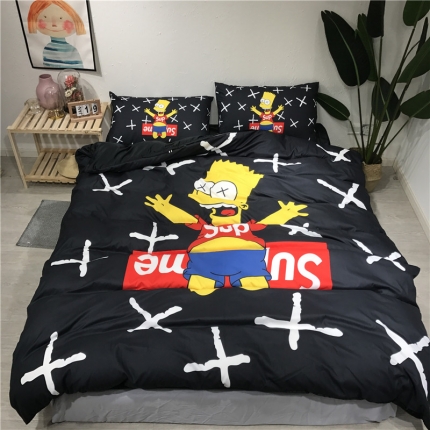 91家纺网 家纺一手货源 找家纺 芊芷萱家纺 2019新款卡通水洗真丝辛普森四件套