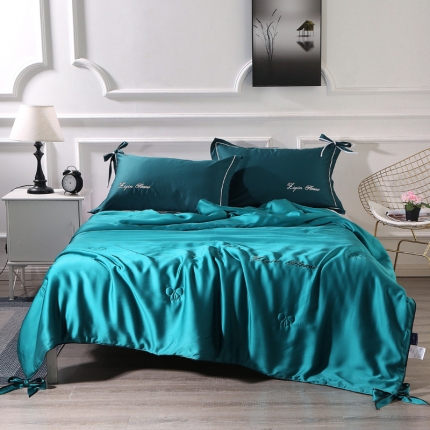 91家纺网 家纺一手货源 找家纺 （总）娇逸家纺 2019新款60天丝蝴蝶结夏被-爱琴海