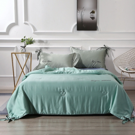 91家纺网 家纺一手货源 找家纺 （总）娇逸家纺 2019新款60天丝蝴蝶结夏被-爱琴海