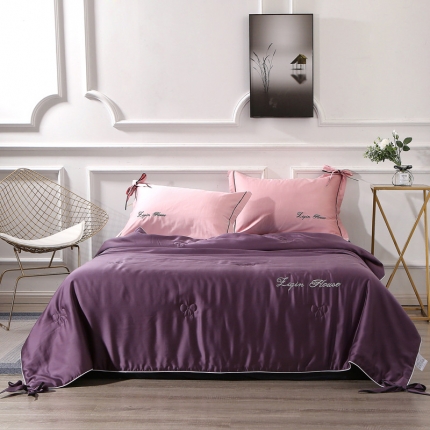 91家纺网 家纺一手货源 找家纺 （总）娇逸家纺 2019新款60天丝蝴蝶结夏被-爱琴海