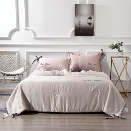 91家纺网 家纺一手货源 找家纺 （总）娇逸家纺 2019新款60天丝蝴蝶结夏被-爱琴海