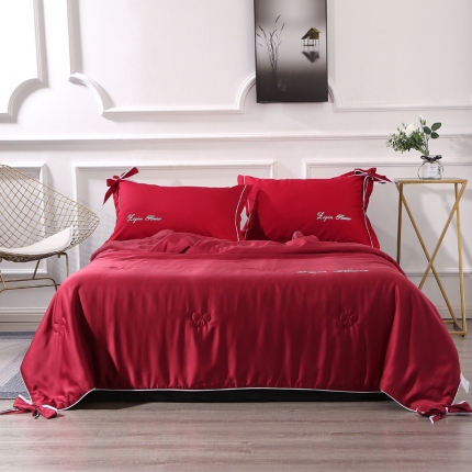 91家纺网 家纺一手货源 找家纺 （总）娇逸家纺 2019新款60天丝蝴蝶结夏被-爱琴海