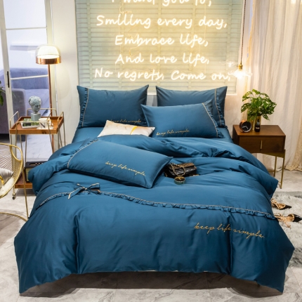 91家纺网 家纺一手货源 找家纺 （总）娇逸家纺 201960长绒棉简韩版安妮系列四件套