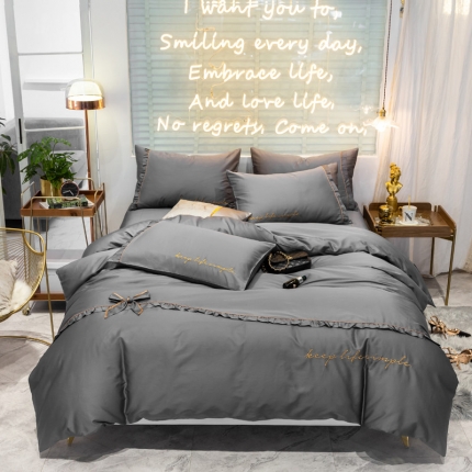 91家纺网 家纺一手货源 找家纺 （总）娇逸家纺 201960长绒棉简韩版安妮系列四件套