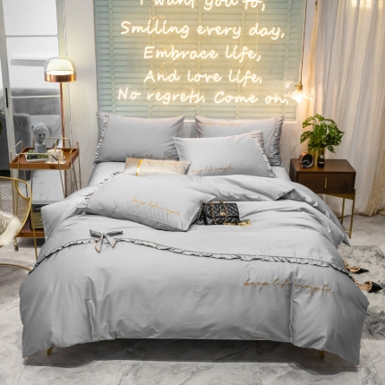 91家纺网 家纺一手货源 找家纺 （总）娇逸家纺 201960长绒棉简韩版安妮系列四件套