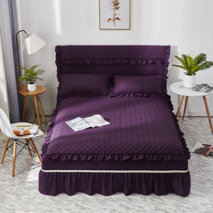 良品世家 绗缝床裙四件套（可搭配床罩枕套）紫色
