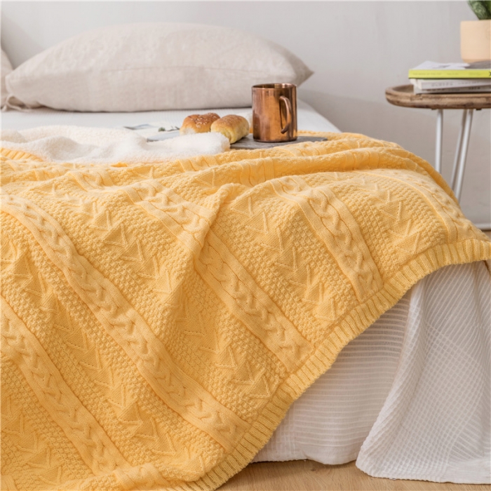 91家纺网 家纺一手货源 找家纺 918家纺 2021新款公主风加绒毯 柠檬黄