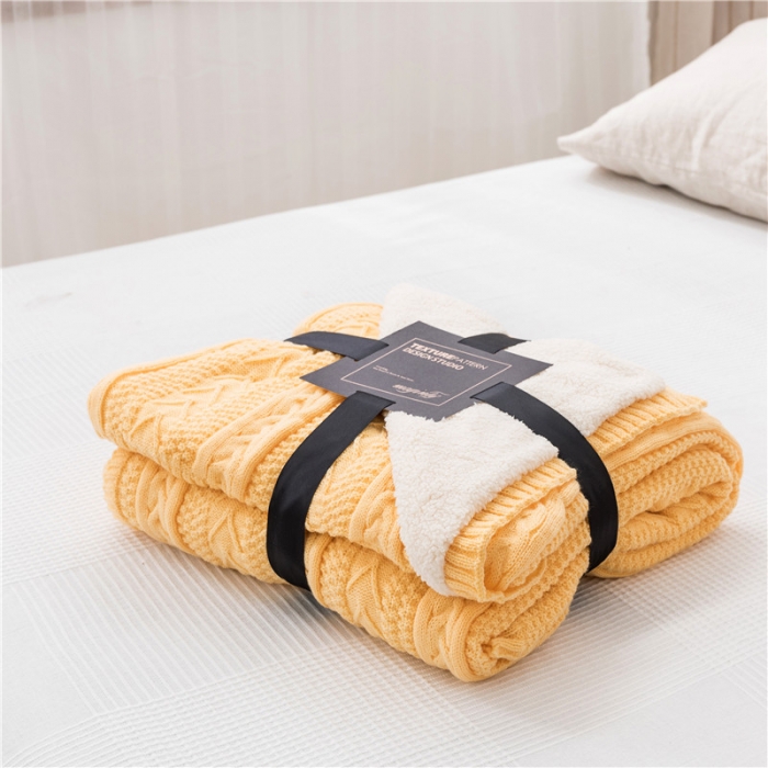 91家纺网 家纺一手货源 找家纺 918家纺 2021新款公主风加绒毯 柠檬黄