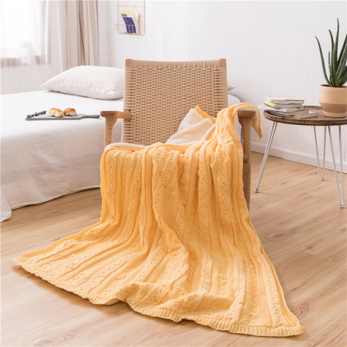 91家纺网 家纺一手货源 找家纺 918家纺 2021新款公主风加绒毯 柠檬黄