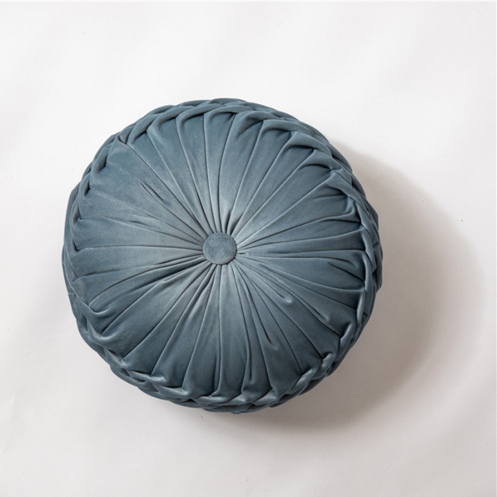 91家纺网 家纺一手货源 找家纺 918家纺 2021欧式轻奢风纯手工圆形坐垫抱枕 湖蓝