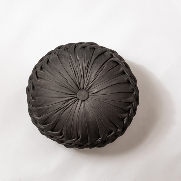 91家纺网 家纺一手货源 找家纺 918家纺 2021欧式轻奢风纯手工圆形坐垫抱枕 深灰