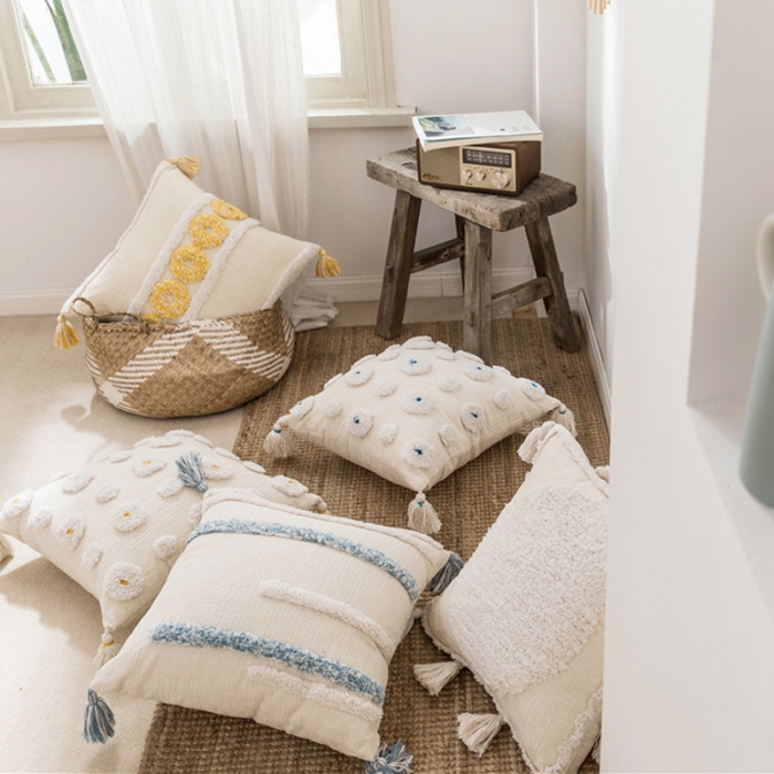 91家纺网 家纺一手货源 找家纺 918家纺 2021新款ins波西米亚风簇绒抱枕 A款