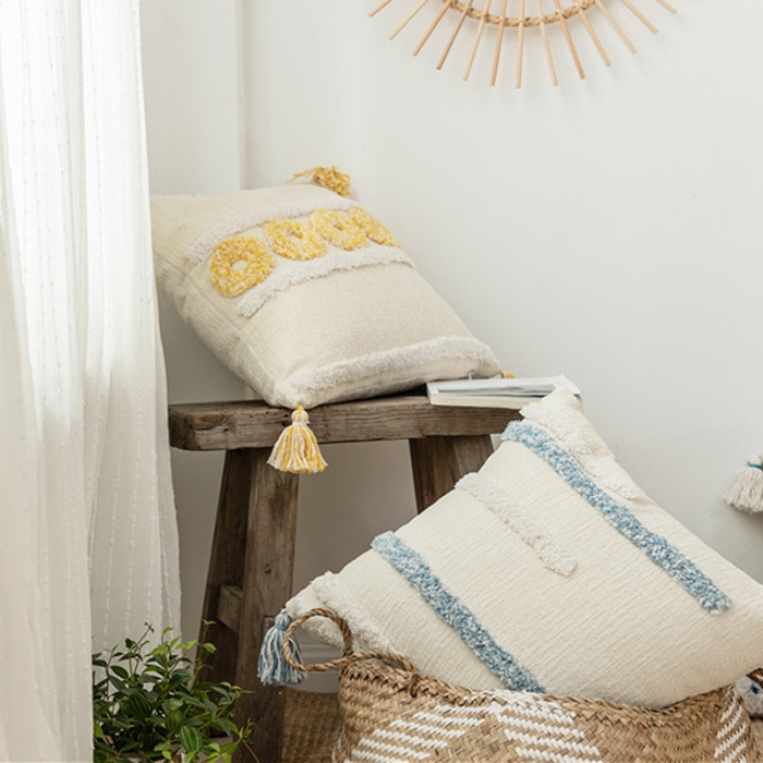 91家纺网 家纺一手货源 找家纺 918家纺 2021新款ins波西米亚风簇绒抱枕 A款