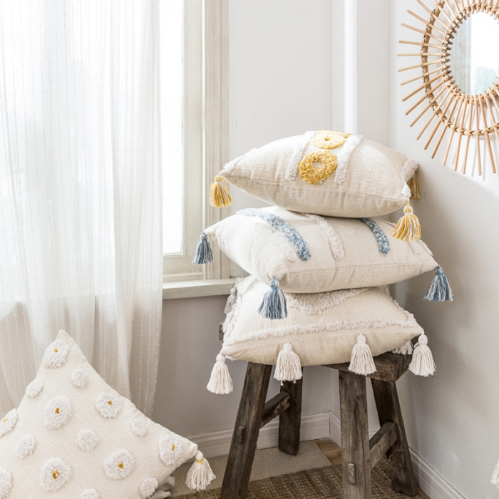 91家纺网 家纺一手货源 找家纺 918家纺 2021新款ins波西米亚风簇绒抱枕 A款