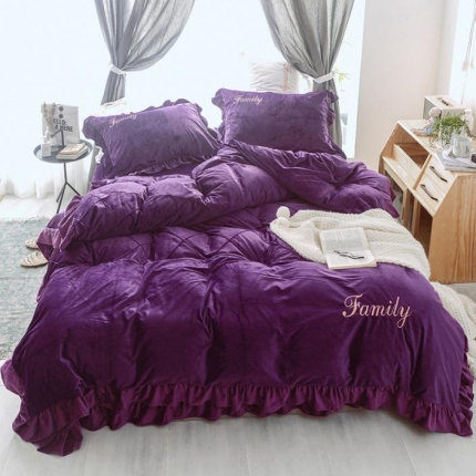 91家纺网 家纺一手货源 找家纺 （总）索飞特家纺 2020冬款水晶绒刺绣床笠款四件套