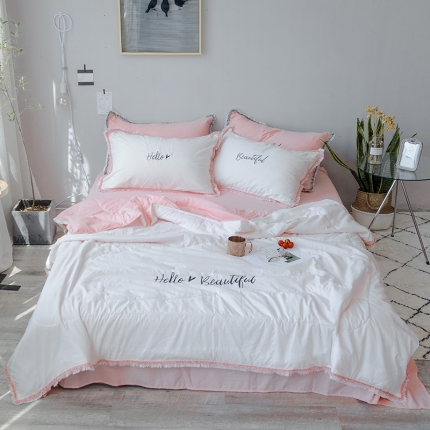 91家纺网 家纺一手货源 找家纺 （总）索飞特家纺 刺绣流苏爆款小清新水洗棉绣花夏被四件套