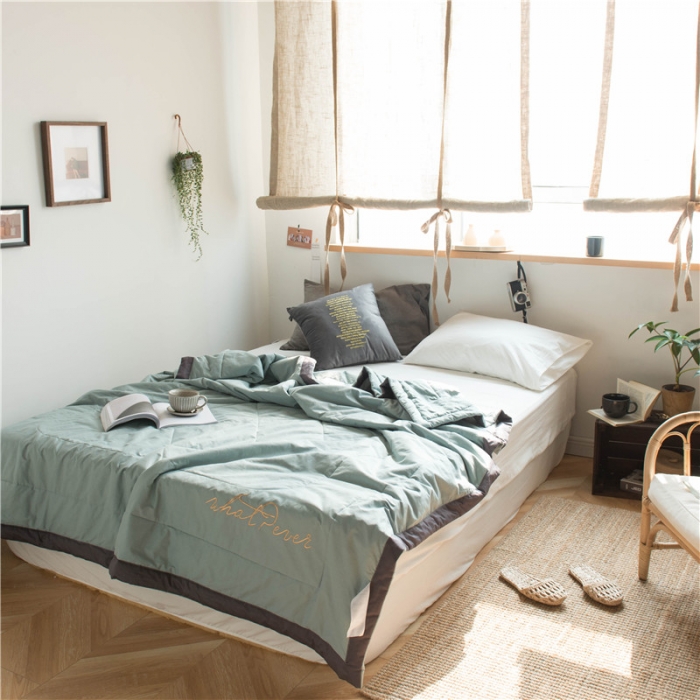 91家纺网 家纺一手货源 找家纺 北纬27度 2020新款莫兰小姐系列全棉夏被 纳兰绿