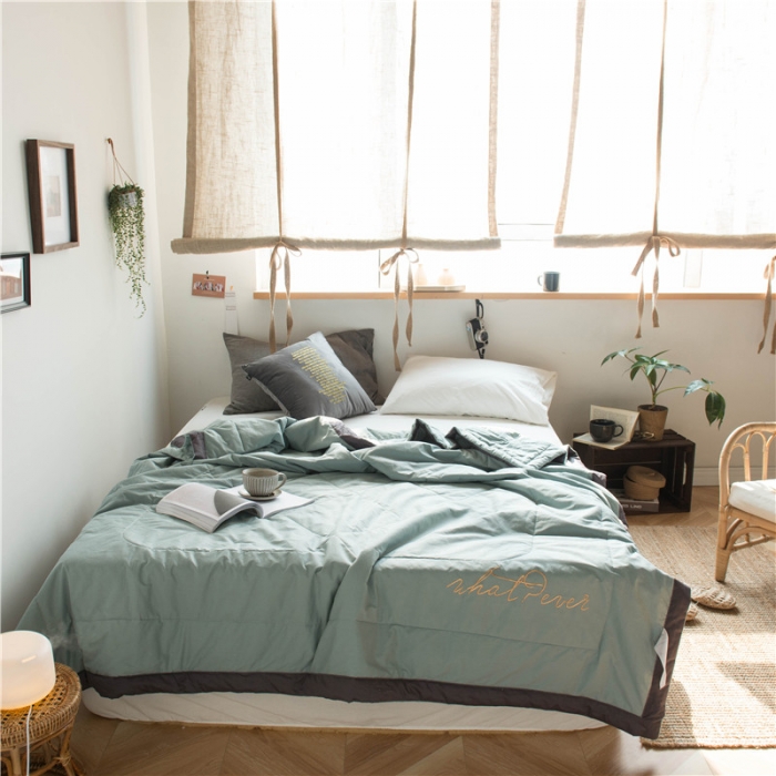 91家纺网 家纺一手货源 找家纺 北纬27度 2020新款莫兰小姐系列全棉夏被 纳兰绿