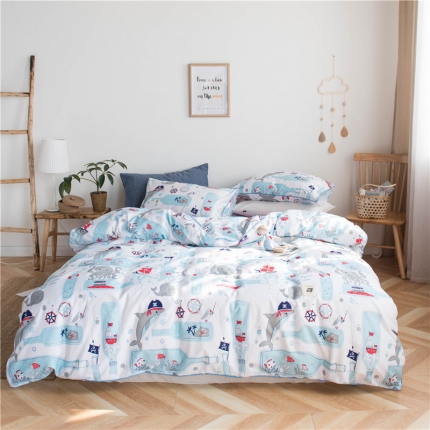 北纬27度 2019水洗棉女神边四件套床单款 神秘海洋