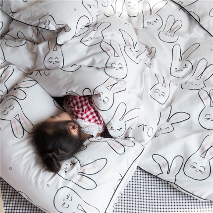 北纬27度 2019水洗棉女神边四件套床单款 玲玲兔兔