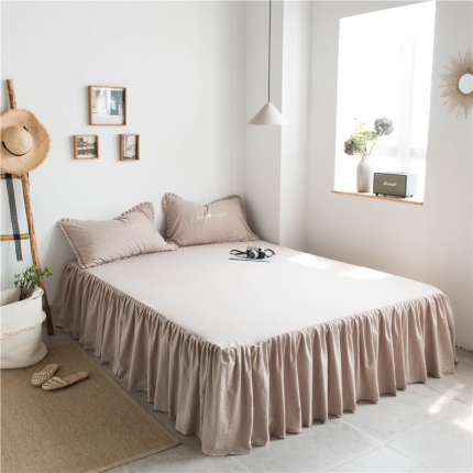 91家纺网 家纺一手货源 找家纺 北纬27度 2019新款全棉床裙 落尘驼