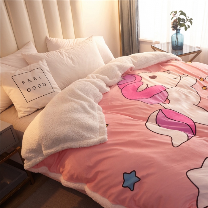 91家纺网 家纺一手货源 找家纺 北纬27度 2019新款羊羔绒多功能被套毯子 独角兽