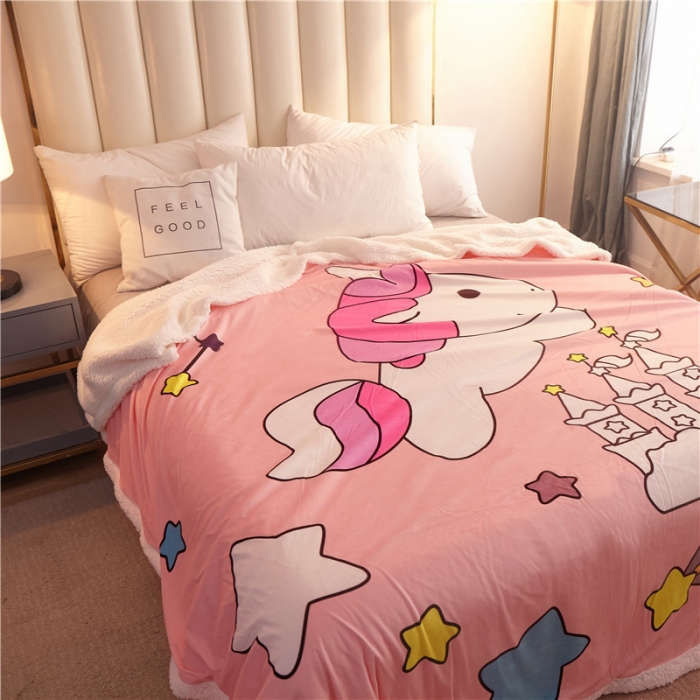 91家纺网 家纺一手货源 找家纺 北纬27度 2019新款羊羔绒多功能被套毯子 独角兽