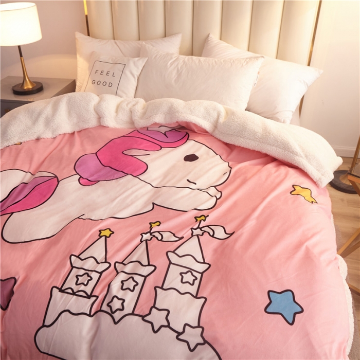 91家纺网 家纺一手货源 找家纺 北纬27度 2019新款羊羔绒多功能被套毯子 独角兽