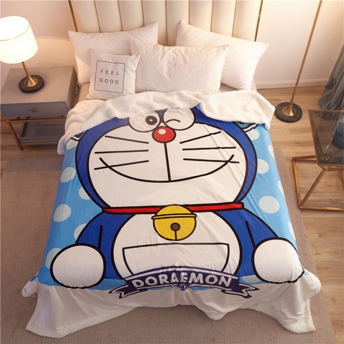 91家纺网 家纺一手货源 找家纺 北纬27度 2019新款羊羔绒多功能被套毯子 哆啦A梦